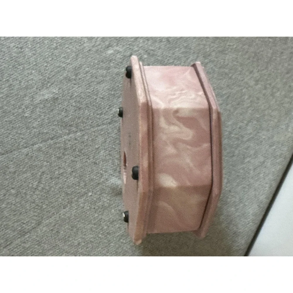 VTG Soapstone Embossed Jewelry Music Box USA Working Blush Pink Octagon